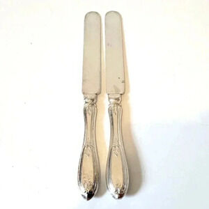 Holmes Booth & Haydens A1 Breakfast Knives Set Olive Pattern Silverplate 110g